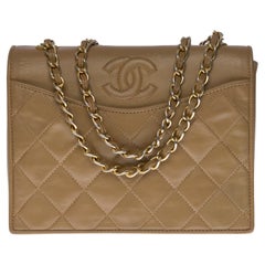 Chanel Classic Full Flap shoulder bag in Taupe quilted leather and gold hardware