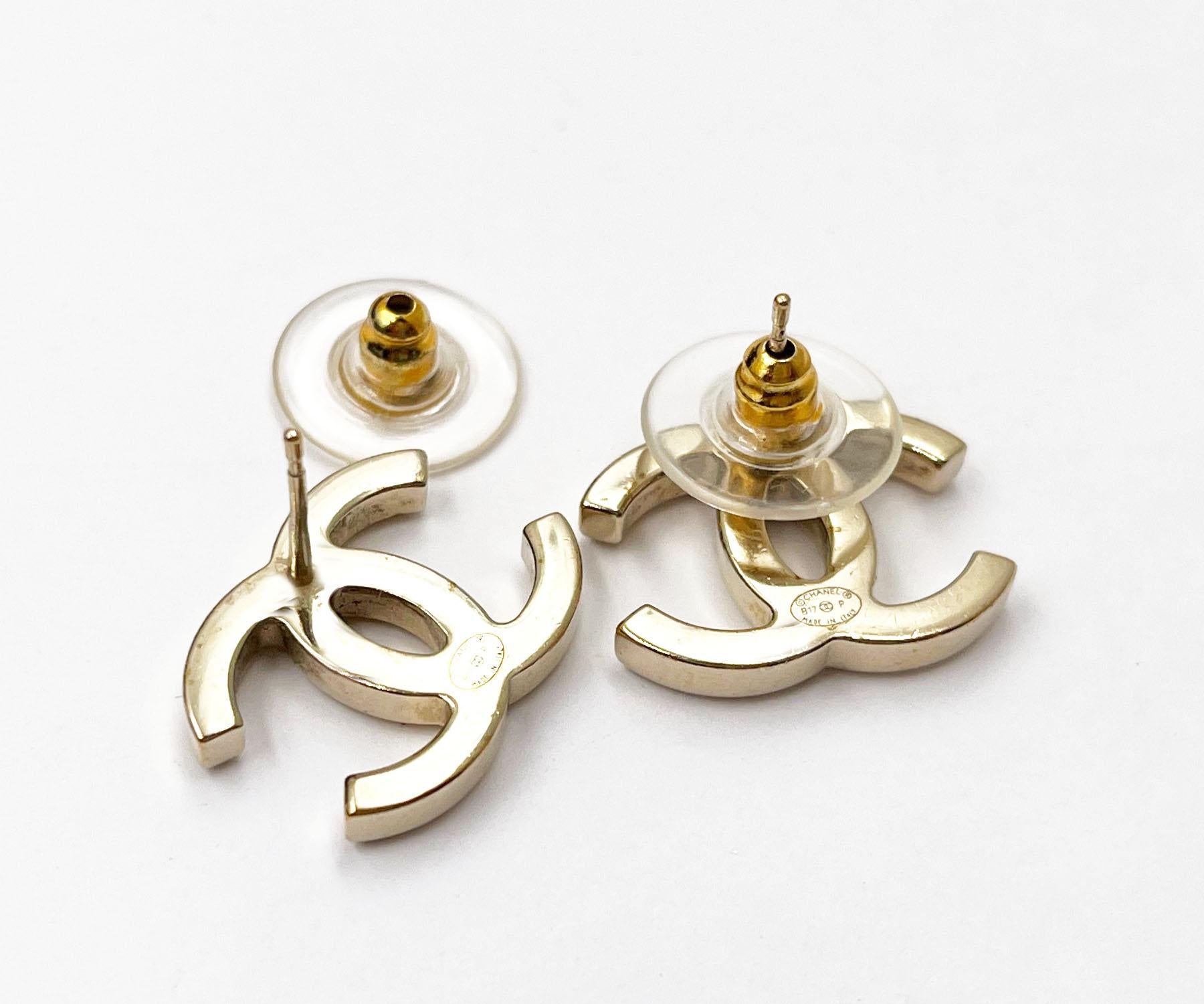 authentic chanel cc earrings