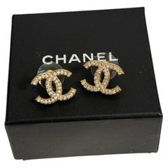 CHANEL Classic Gold CC Crystal Earrings