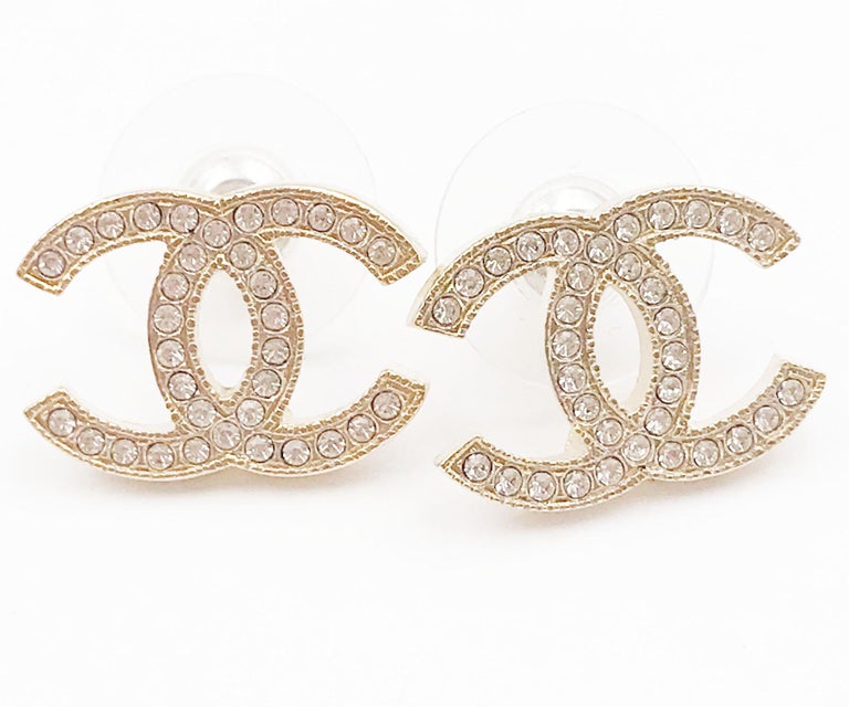 Chanel Classic Gold CC Crystal Moscova Piercing Earrings at 1stDibs | gold  chanel earrings, chanel earrings gold, chanel earrings cc gold
