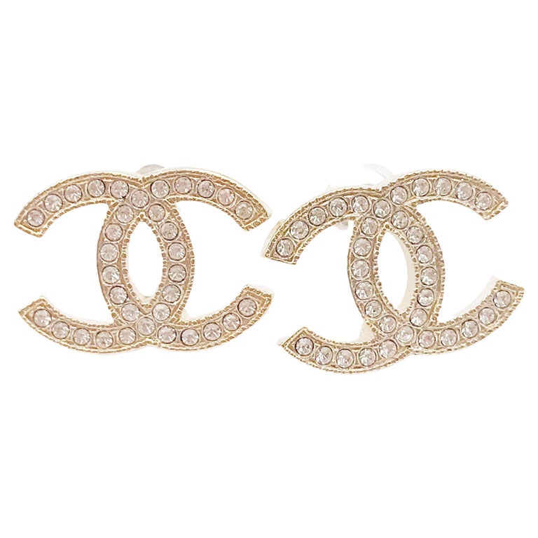 Chanel Classic Gold CC Crystal Moscova Piercing Earrings at 1stDibs | gold  chanel earrings, chanel earrings gold, chanel earrings cc gold
