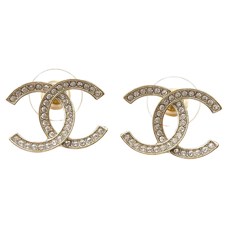 Chanel Crystal Earrings - 250 For Sale on 1stDibs  crystal chanel earrings,  chanel crystal stud earrings, chanel crystal cc drop earrings