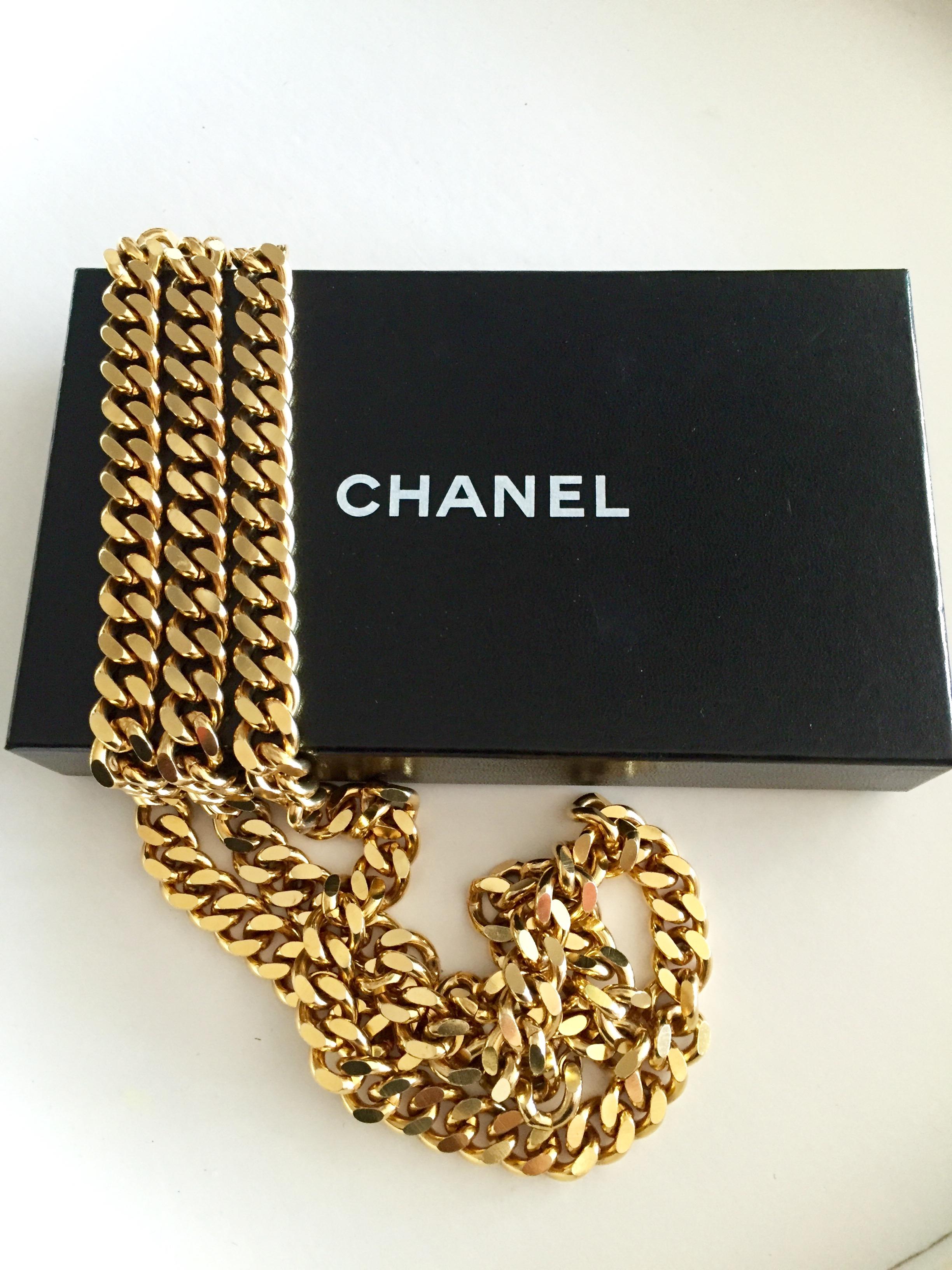 Black Chanel Classic Golden Link Chain Belt Adjustable Length