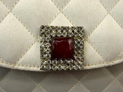 Chanel Classic Gripoix Quilted Half Moon Crescent Flap 215653 Ivory Shoulder Bag