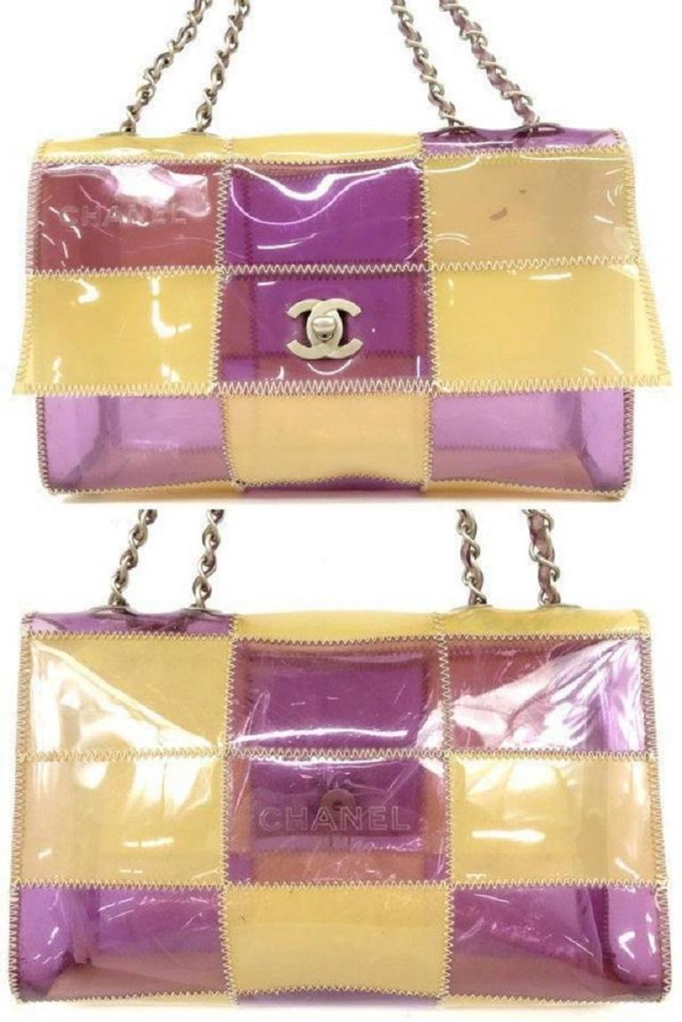Chanel Classic Handbag Chain Bag Naked Patchwork Clear Flap 233162 Purple X 3