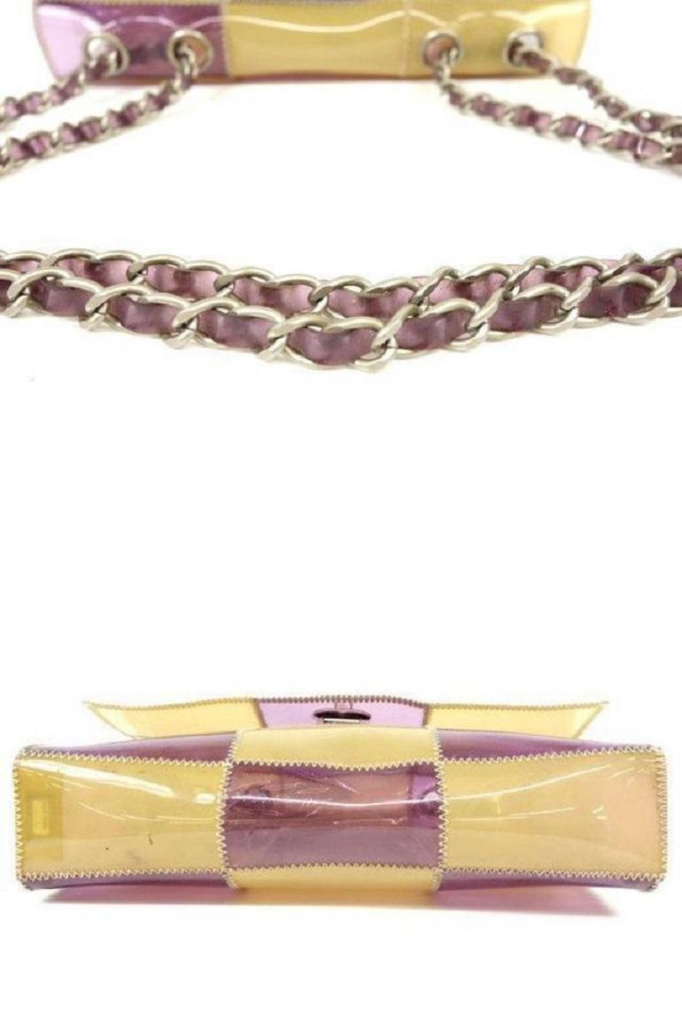Beige Chanel Classic Handbag Chain Bag Naked Patchwork Clear Flap 233162 Purple X