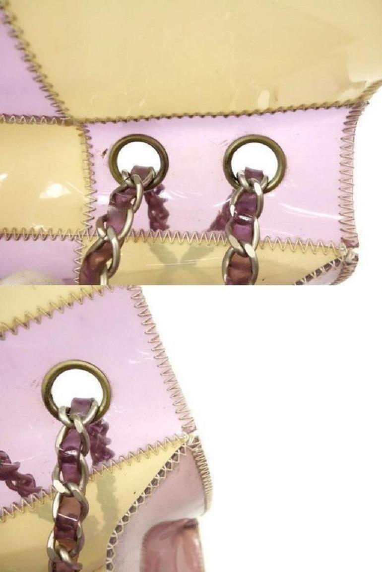 Chanel Classic Handbag Chain Bag Naked Patchwork Clear Flap 233162 Purple X In Good Condition In Dix hills, NY