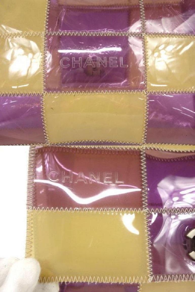 Women's Chanel Classic Handbag Chain Bag Naked Patchwork Clear Flap 233162 Purple X