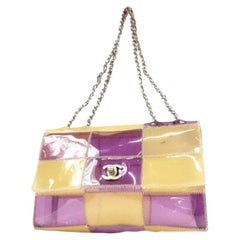 Vintage Chanel Classic Handbag Chain Bag Naked Patchwork Clear Flap 233162 Purple X
