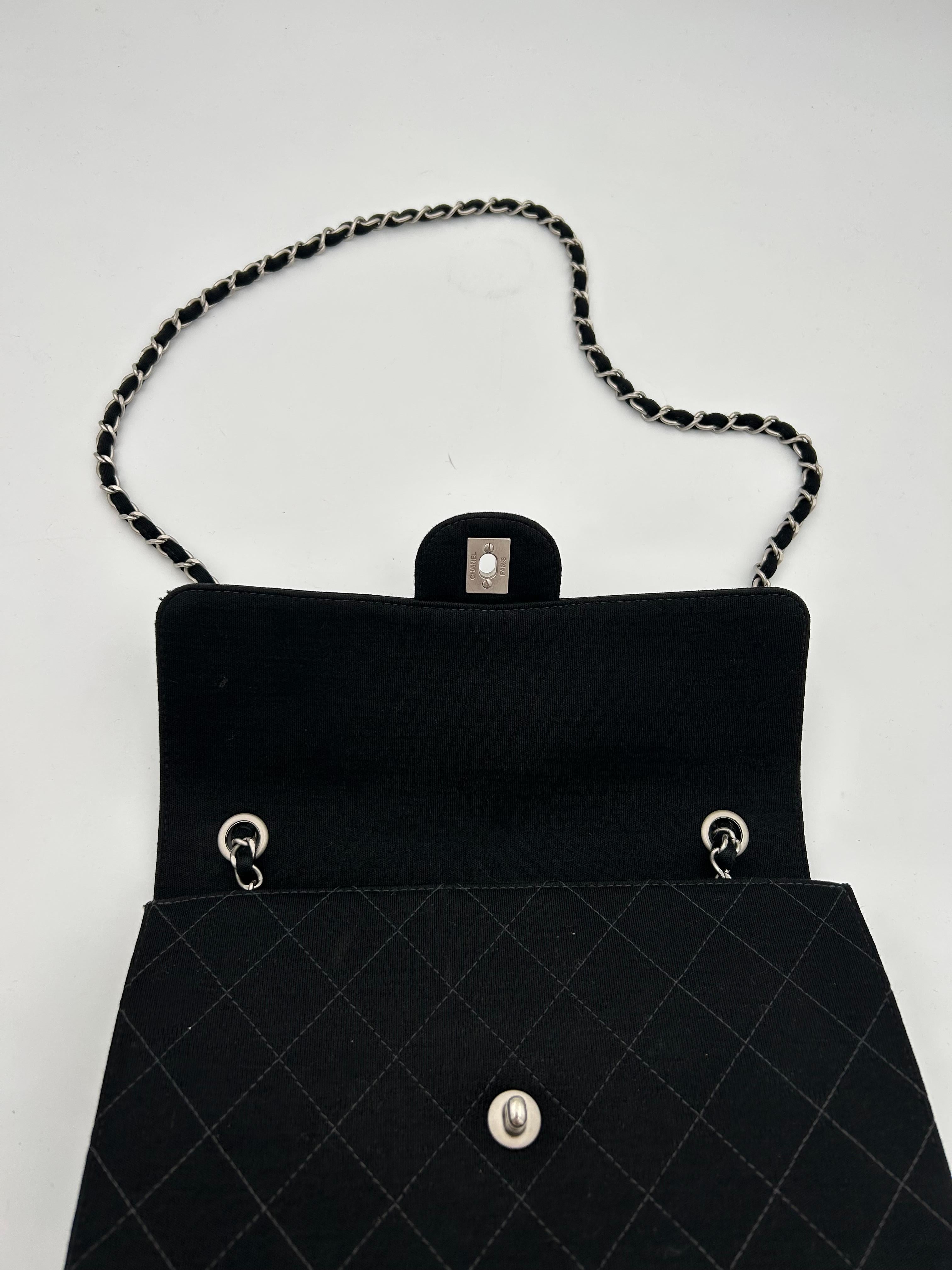 Chanel Classic Jersey Bag Silver Hardware 1998 For Sale 10