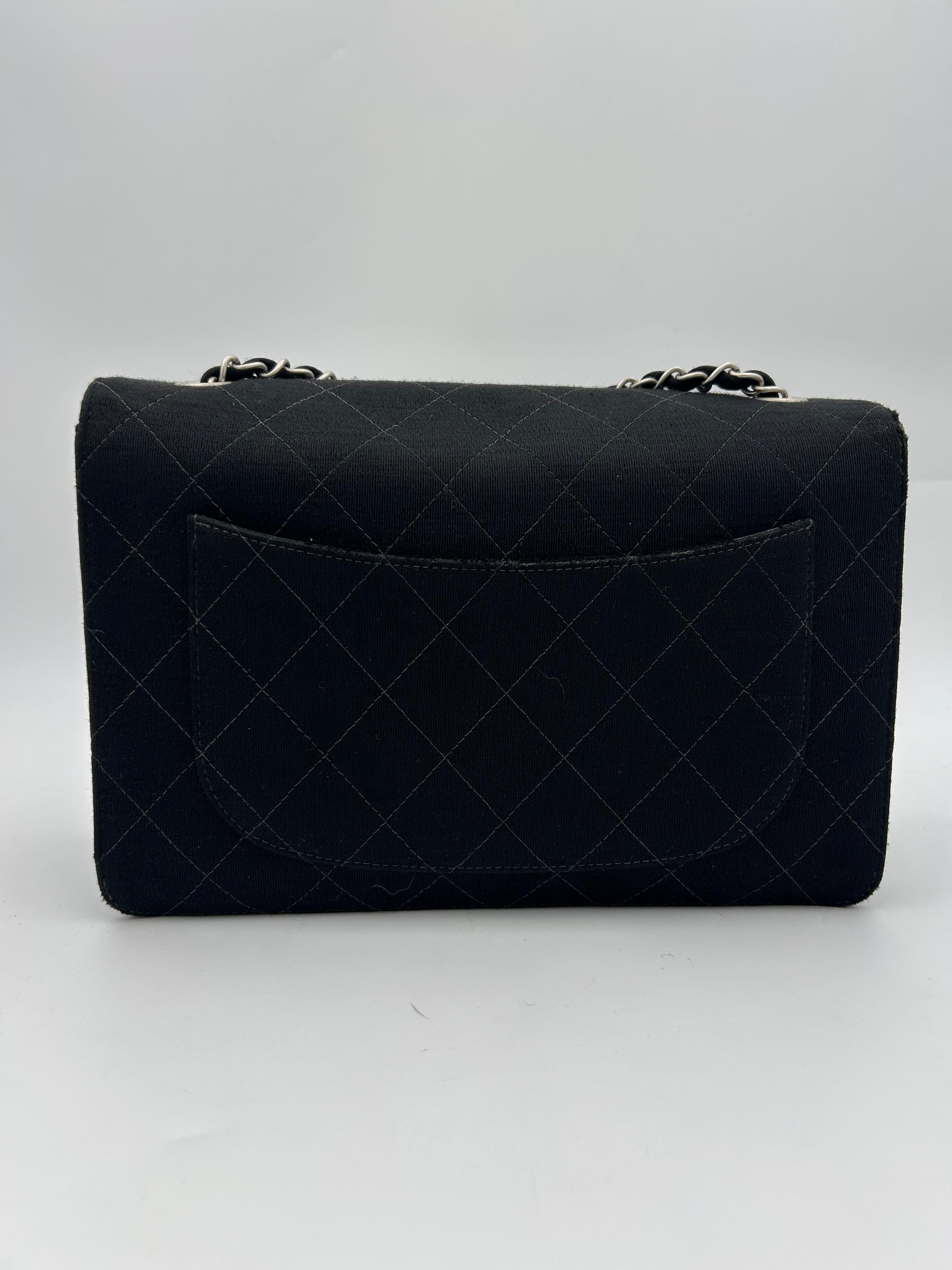 Women's Chanel Classic Jersey Bag Silver Hardware 1998 For Sale