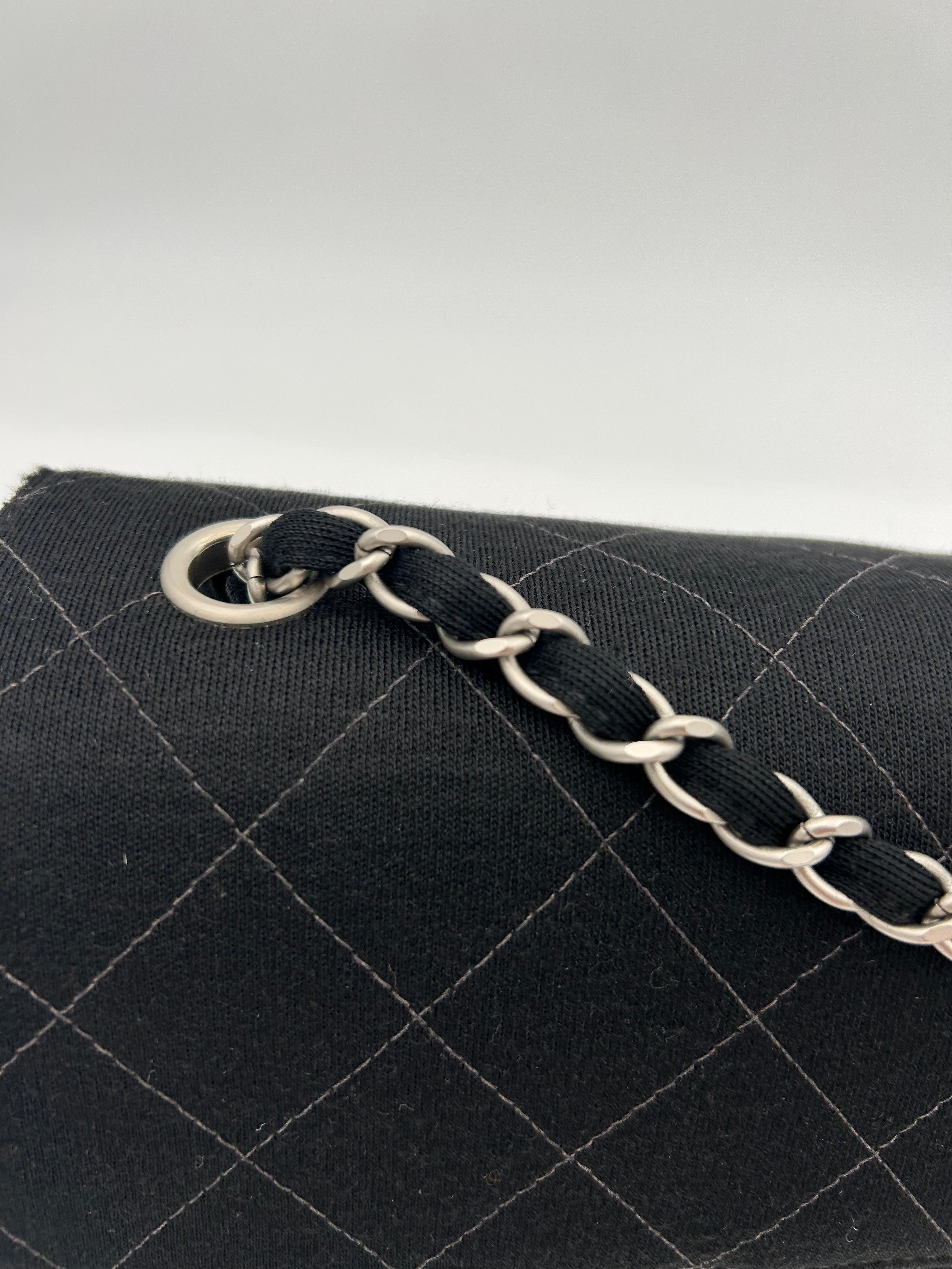 Chanel Classic Jersey Bag Silver Hardware 1998 For Sale 2