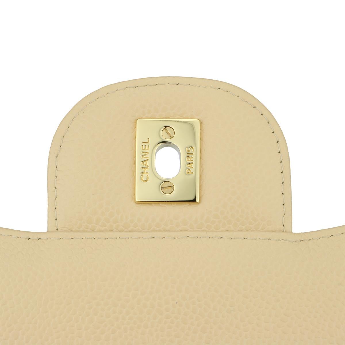 CHANEL Classic Jumbo Double Flap Bag Beige Clair Caviar with Gold Hardware 2015 8