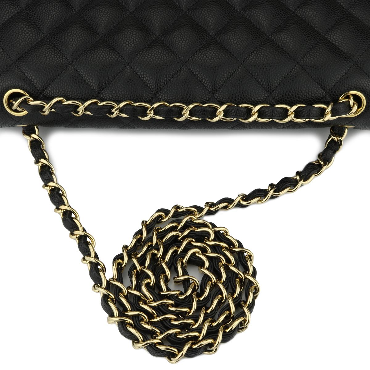 CHANEL Classic Jumbo Double Flap Bag Black Caviar with Gold Hardware 2014 8