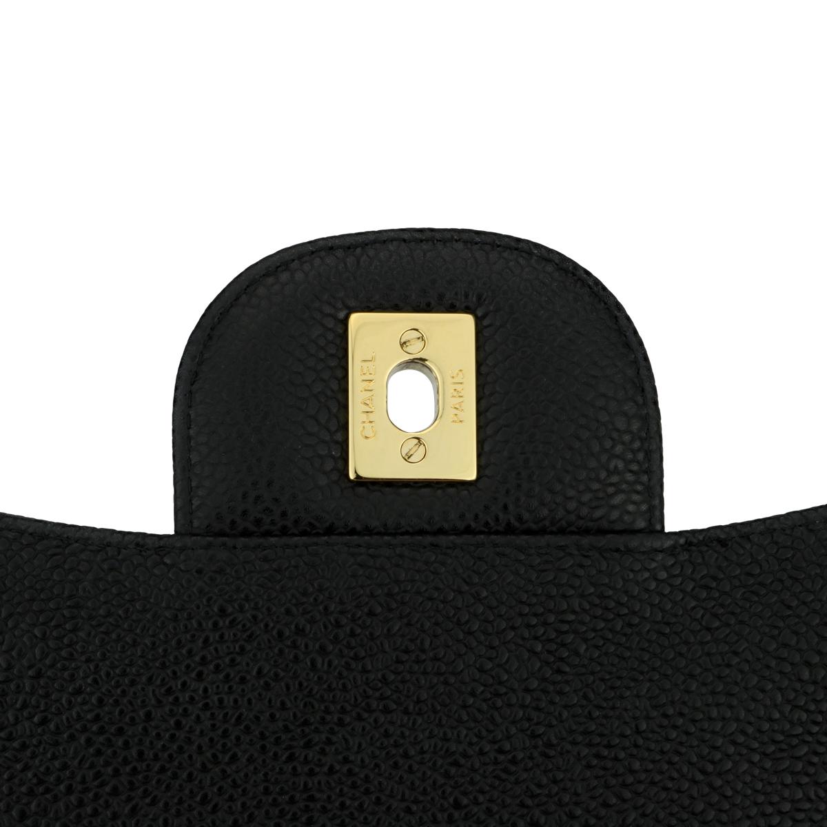 CHANEL Classic Jumbo Double Flap Bag Black Caviar with Gold Hardware 2014 6