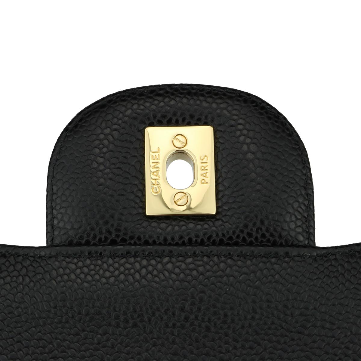 CHANEL Classic Jumbo Double Flap Bag Black Caviar with Gold Hardware 2014 10