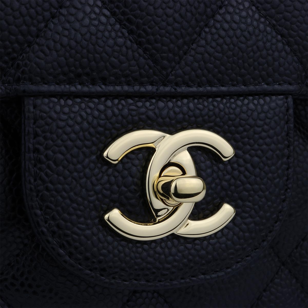 CHANEL Classic Jumbo Double Flap Bag Black Caviar with Gold Hardware 2014 In New Condition In Huddersfield, GB