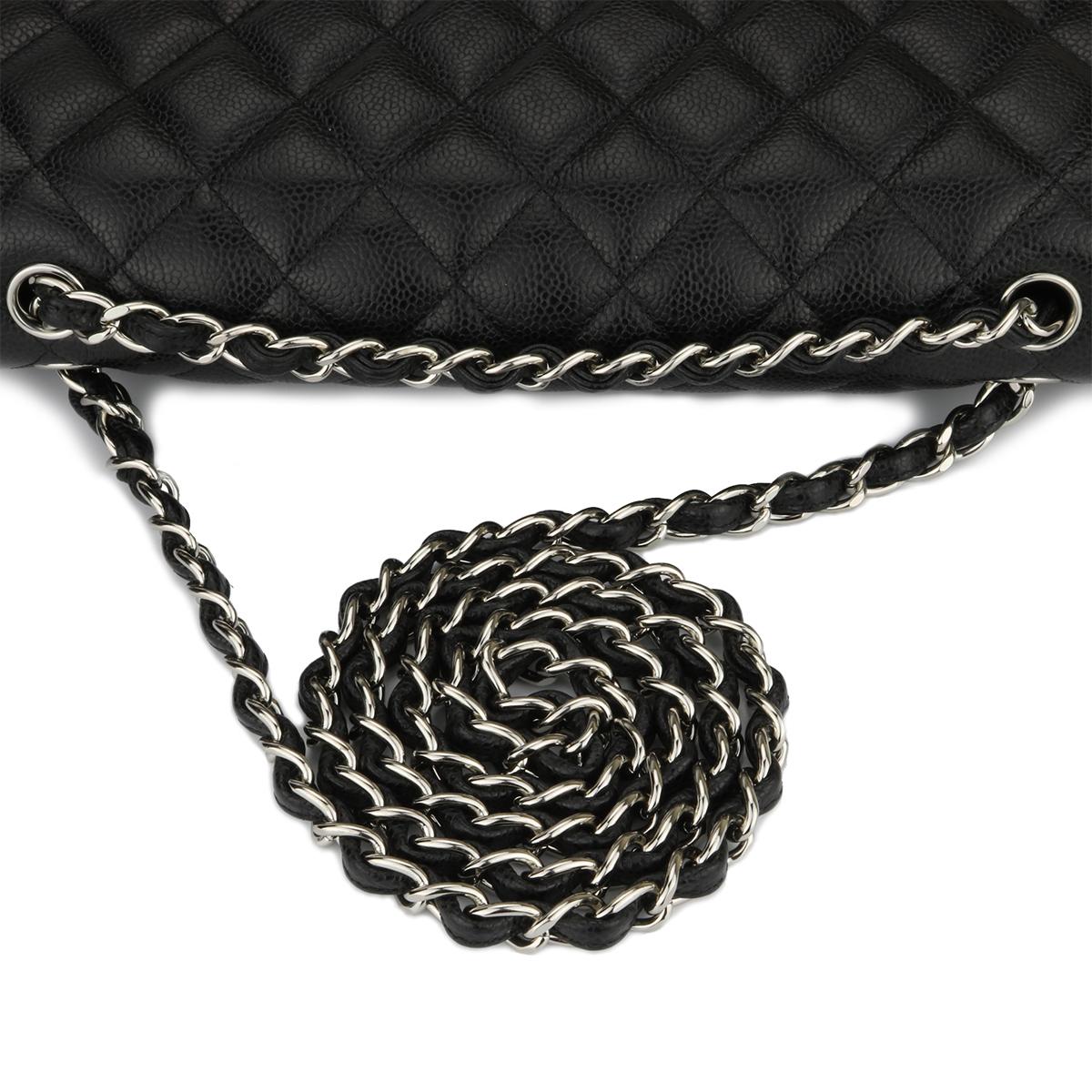 CHANEL Classic Jumbo Double Flap Bag Black Caviar with Silver Hardware 2017 5