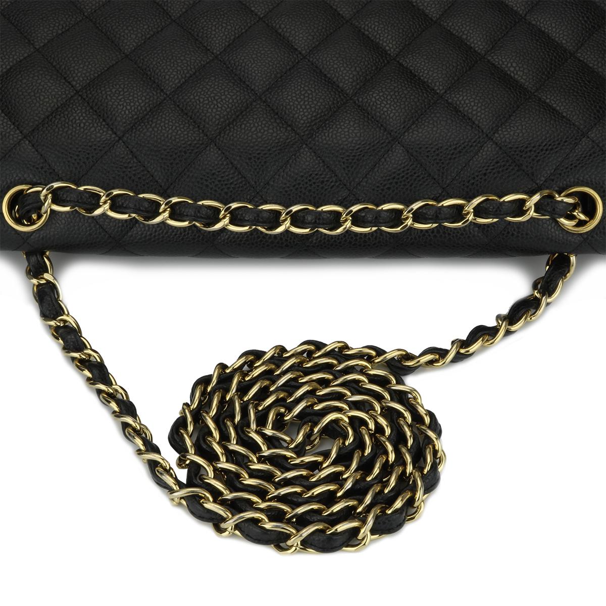 CHANEL Classic Jumbo Double Flap Black Caviar with Gold Hardware 2012 8