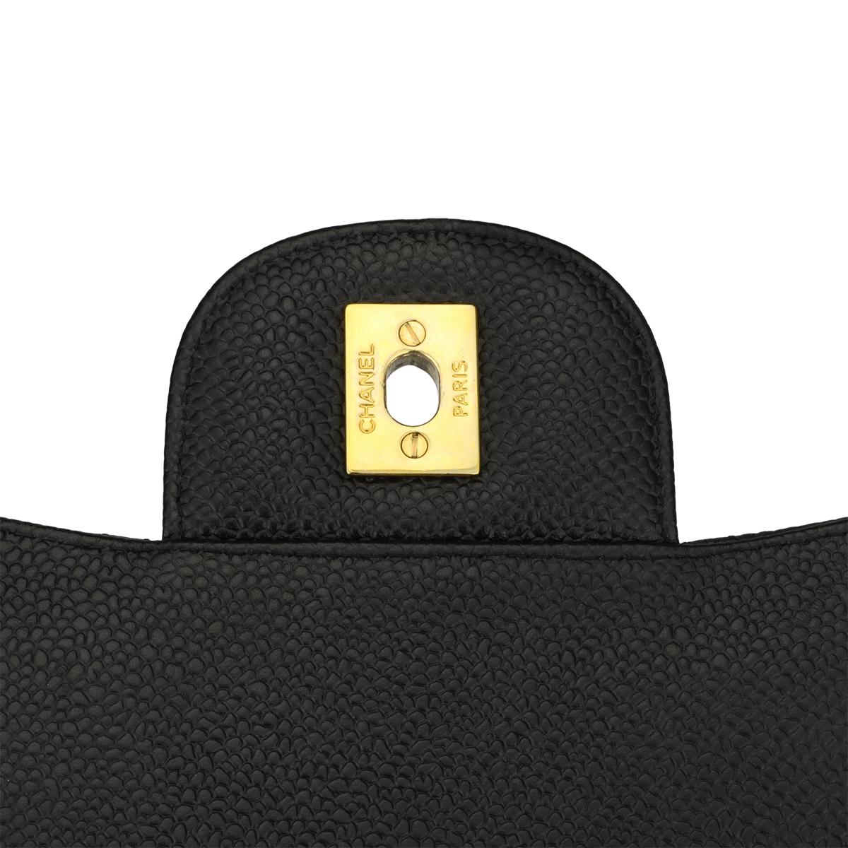 CHANEL Classic Jumbo Double Flap Black Caviar with Gold Hardware 2012 10