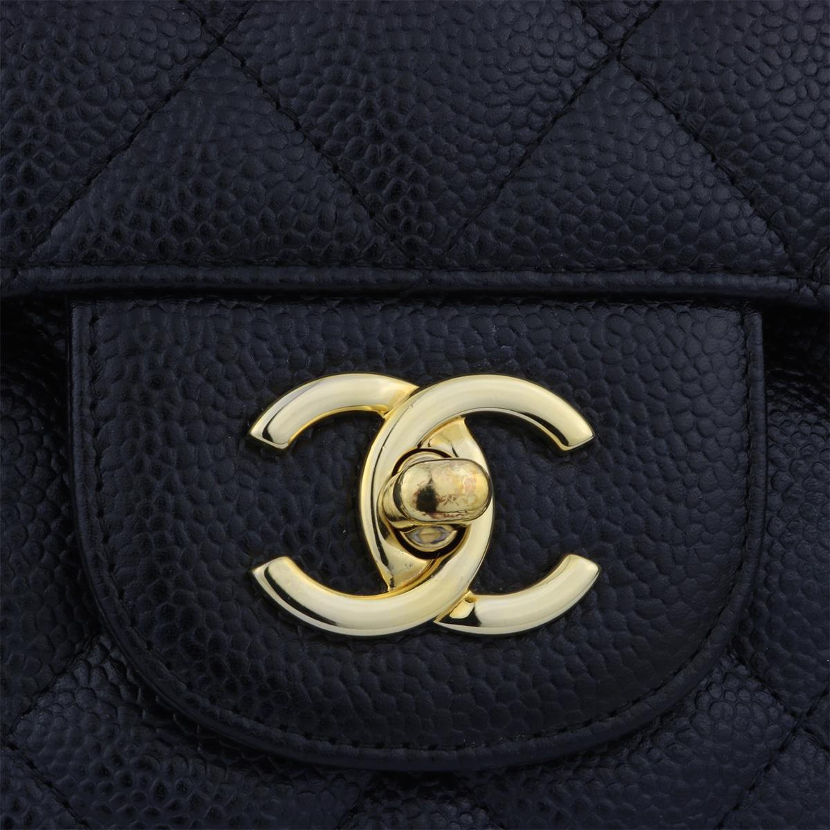 CHANEL Classic Jumbo Double Flap Black Caviar with Gold Hardware 2012 In Excellent Condition In Huddersfield, GB