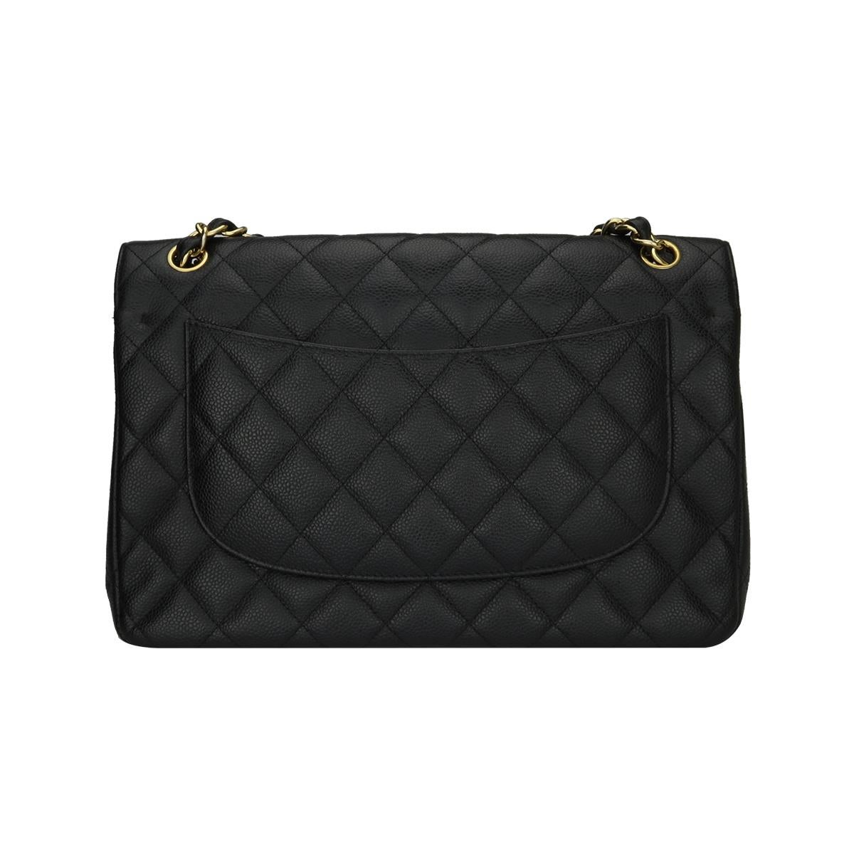 CHANEL Classic Jumbo Double Flap Schwarzer Kaviar mit Goldbeschlägen 2012 für Damen oder Herren