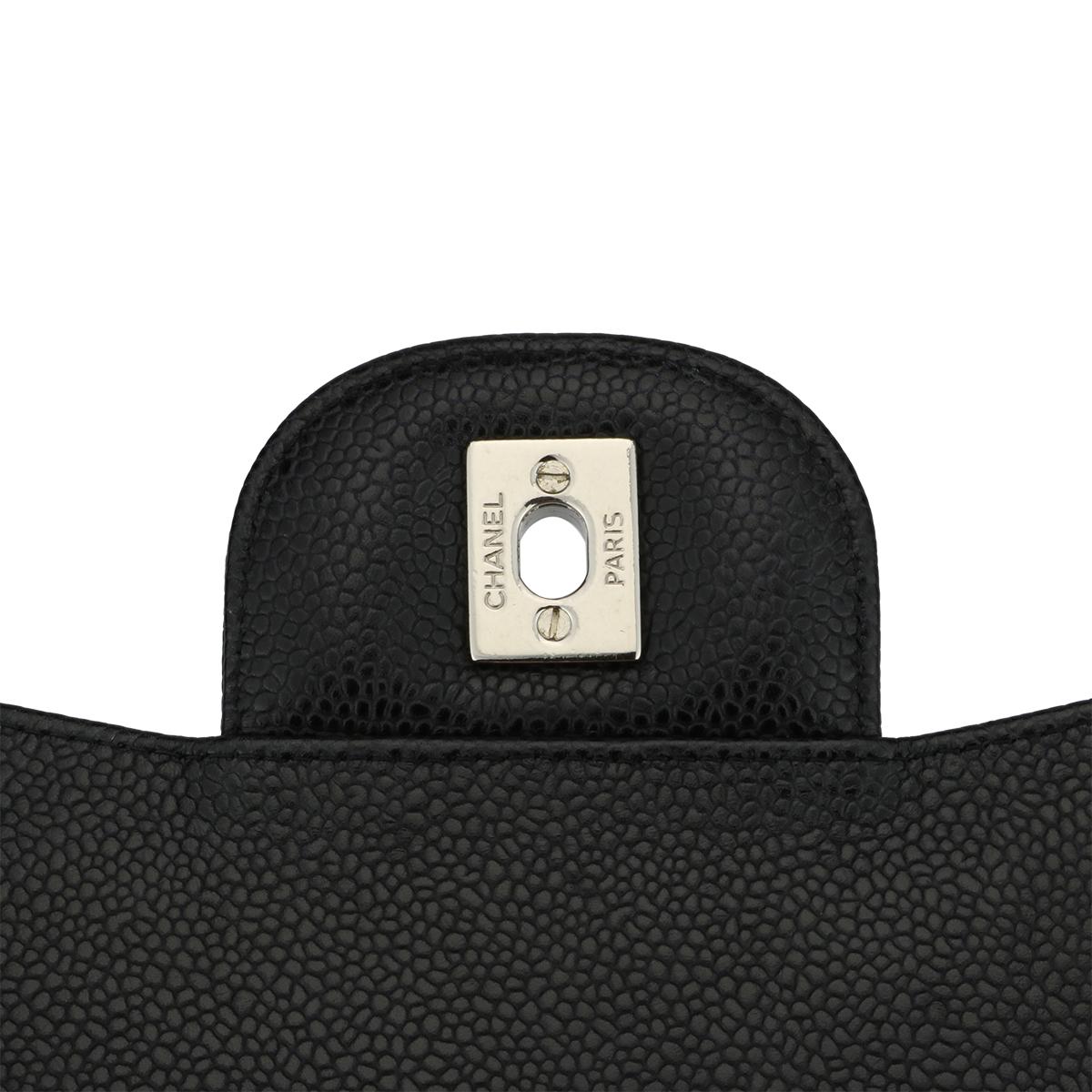 CHANEL Classic Jumbo Double Flap Black Caviar with Silver Hardware 2011 8