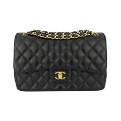 CHANEL Classic Jumbo Double Flap Black Lambskin with Gold Hardware 2013