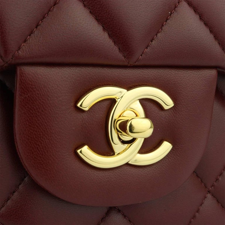 Chanel Medium Classic Double Flap Bag Burgundy Caviar Antique Gold Hardware
