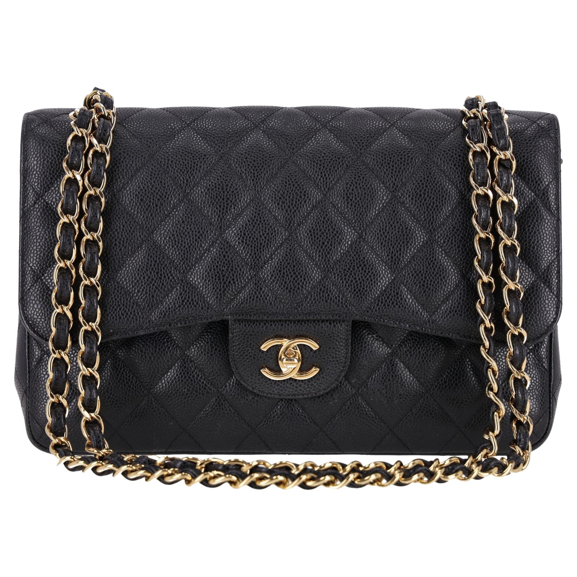 Chanel Classic Jumbo Bolso Doble Solapa Piel Caviar en venta
