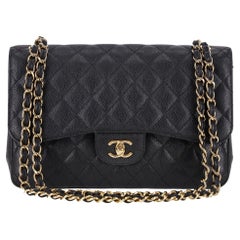 Chanel Classic Jumbo Double Flap Caviar Leather Handbag