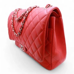 Chanel Classic Jumbo Double Flap Red Quilted Leather Handbag