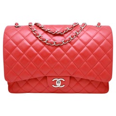 Chanel Classic Jumbo Double Flap Red Quilted Leather Handbag