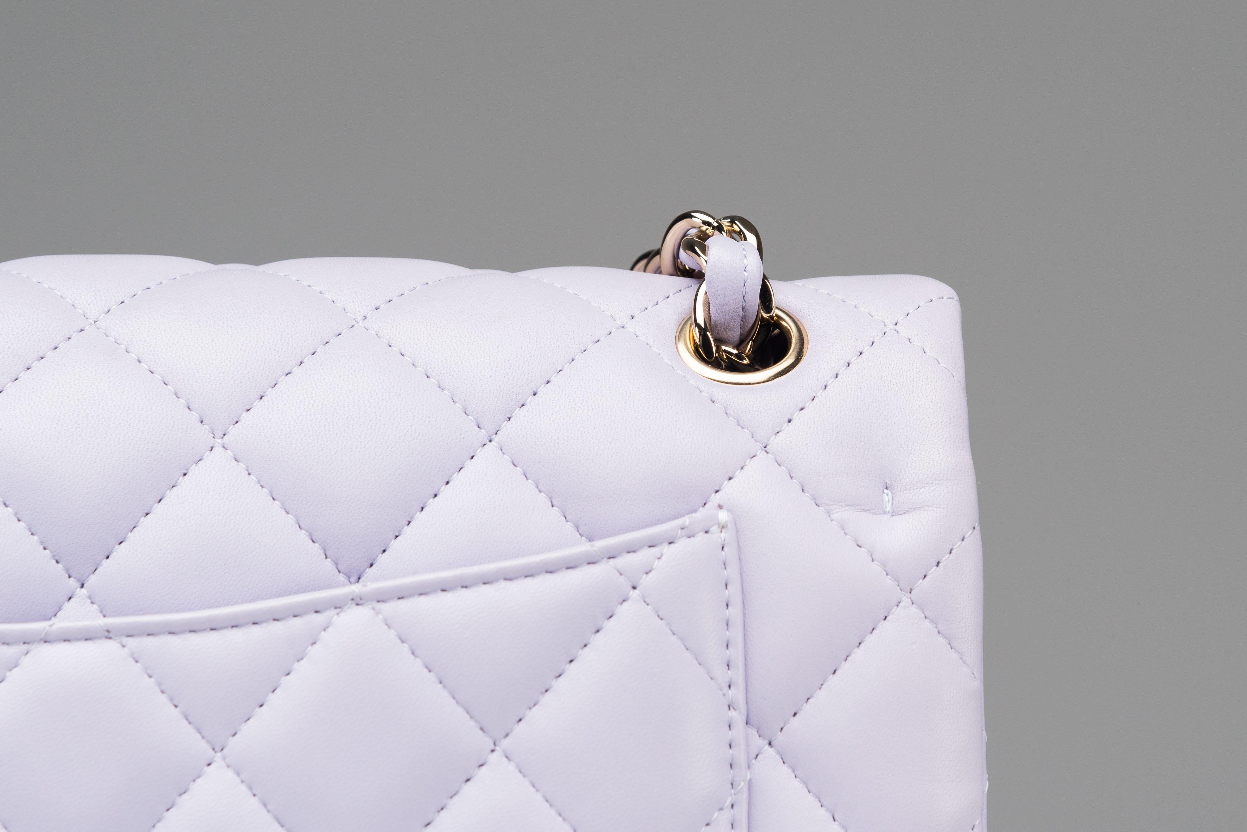Chanel Classic Jumbo NEW Lambskin Lilac RARE Silver Hardware 8