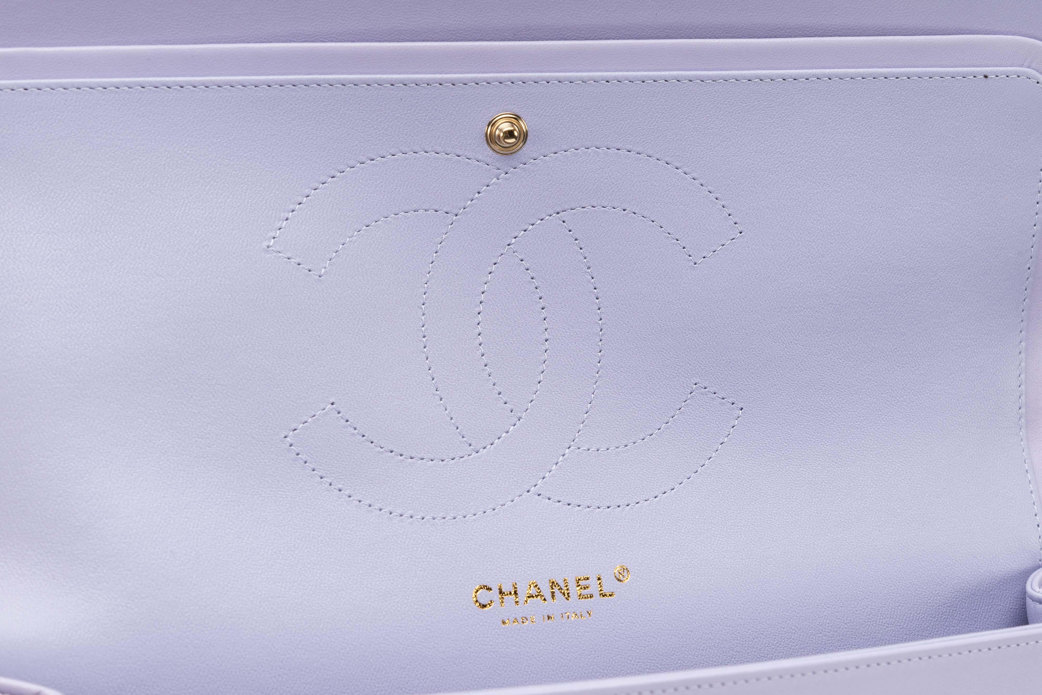 Chanel Classic Jumbo NEW Lambskin Lilac RARE Silver Hardware 11
