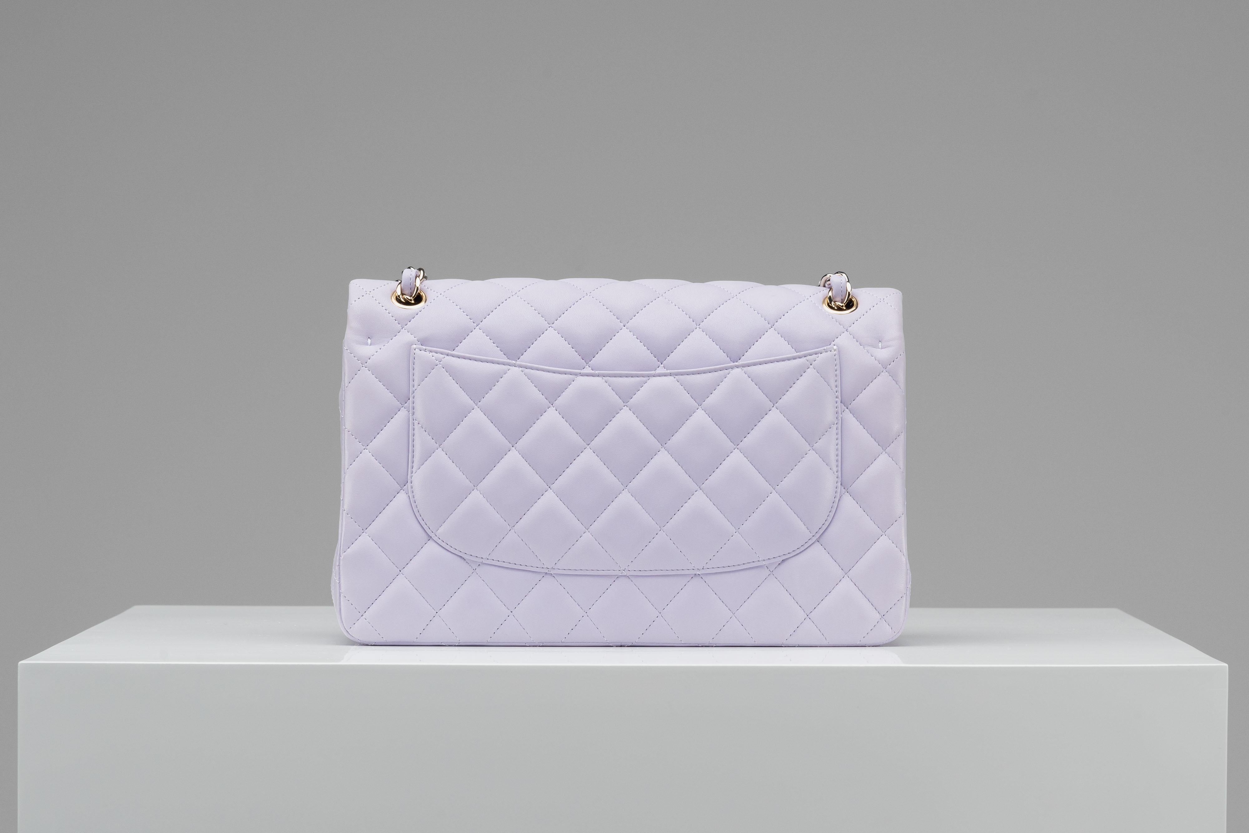 Chanel Classic Jumbo NEW Lambskin Lilac RARE Silver Hardware 2