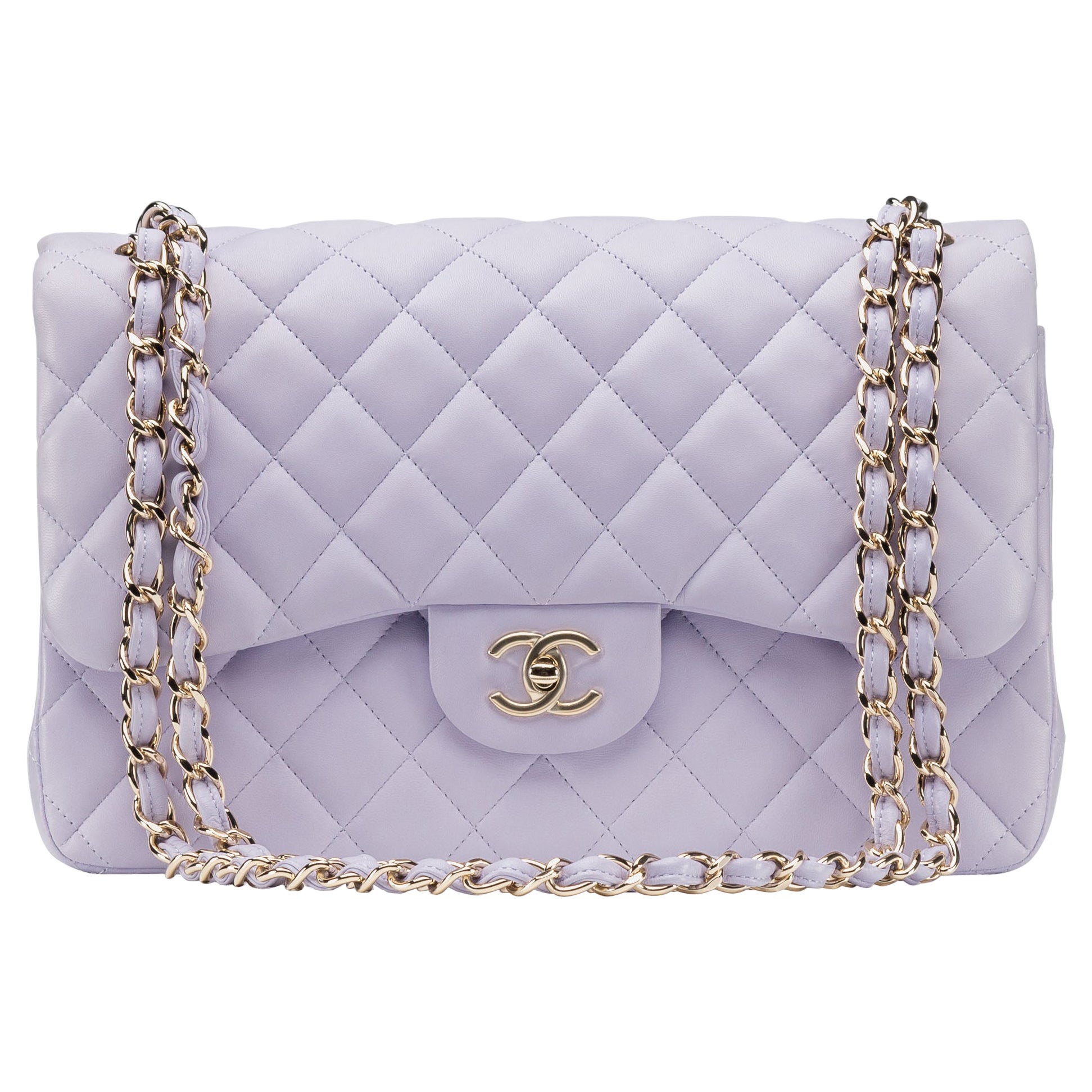 Chanel Classic Jumbo NEW Lambskin Lilac RARE Silver Hardware