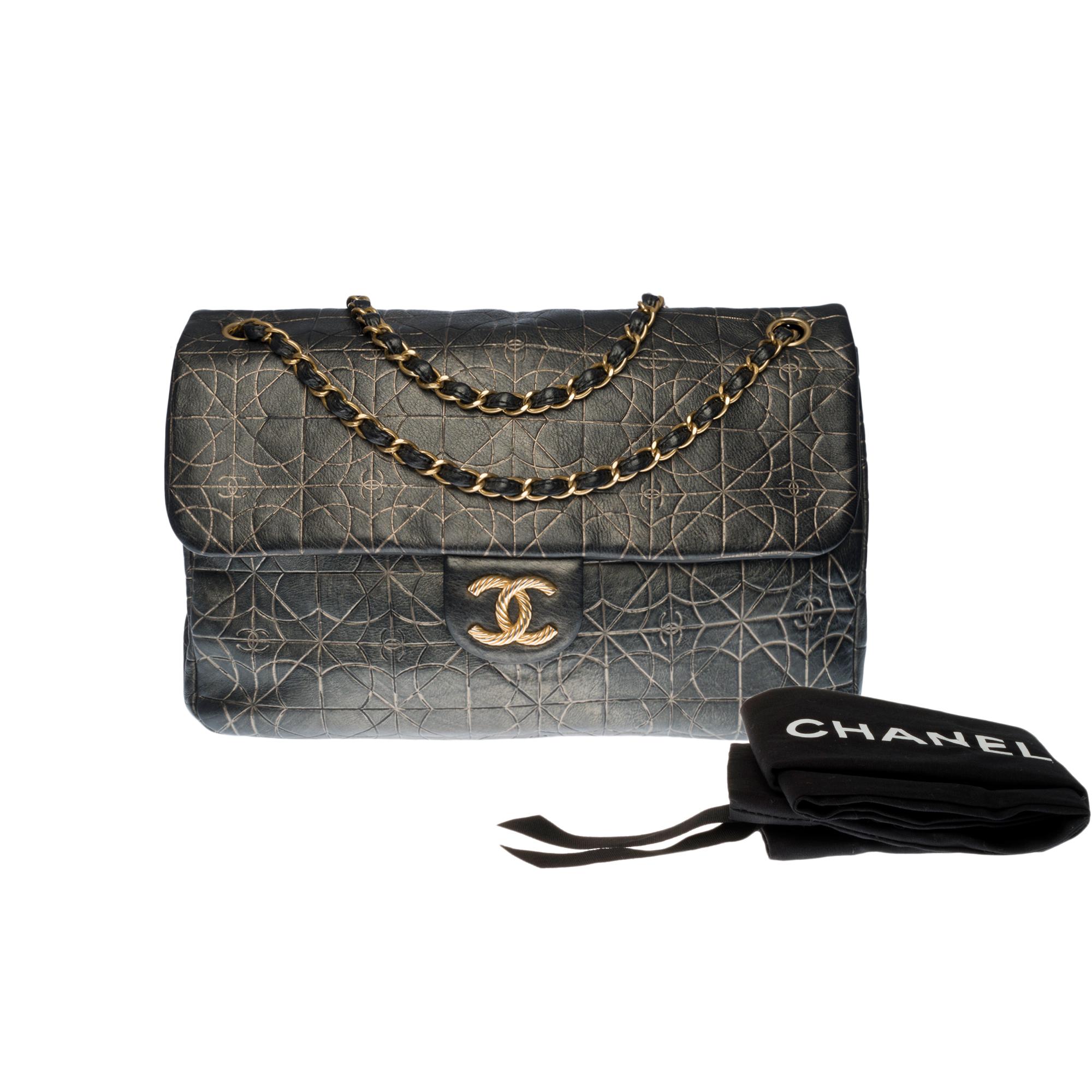 Chanel Classic Jumbo shoulder bag in embossed metallic lambskin leather, GHW 6