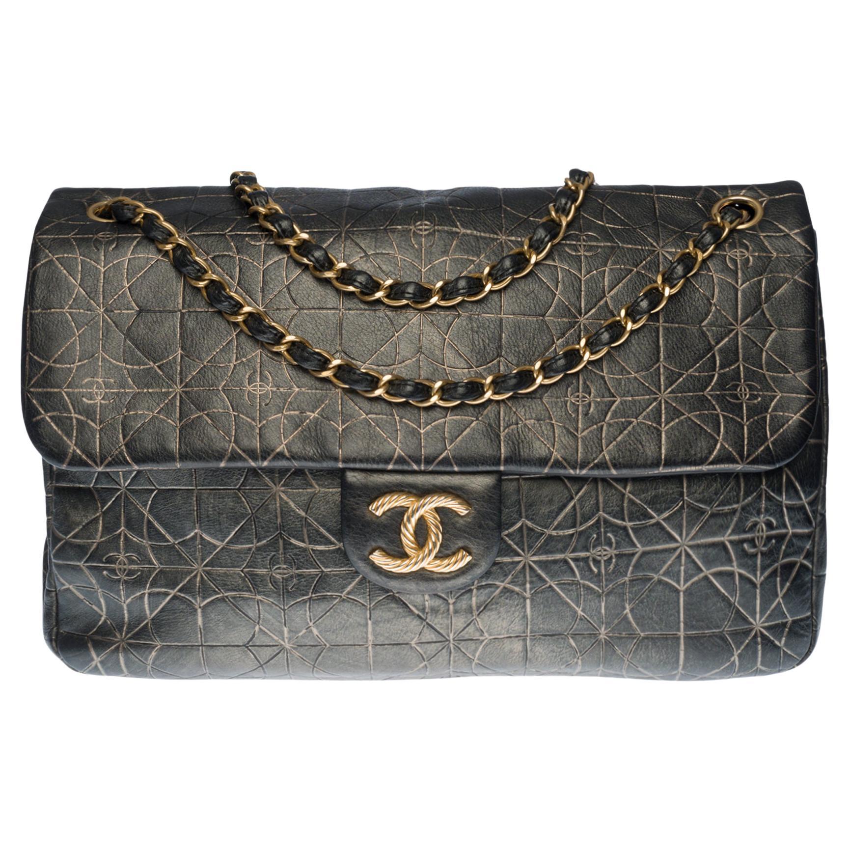 CHANEL timeless double flap bag in gilded leather limited edition