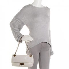 Chanel Classic Lambskin Perforated Drill Flap 217517 White Leather Shoulder Bag