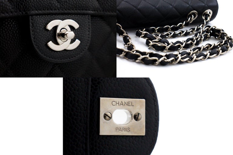 CHANEL Classic Large 11 Chain Shoulder Bag Black Grained Calfskin For Sale  at 1stDibs