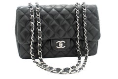 CHANEL Classic Large 11" Chain Shoulder Bag Flap Lambskin Black