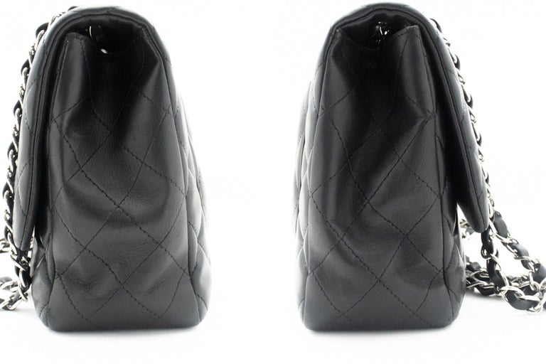 CHANEL Classic Large 11 Chain Shoulder Bag Flap Lambskin Black