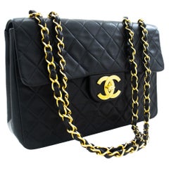 CHANEL Classic Large 13 Chain Flap Shoulder Bag Lambskin Black at