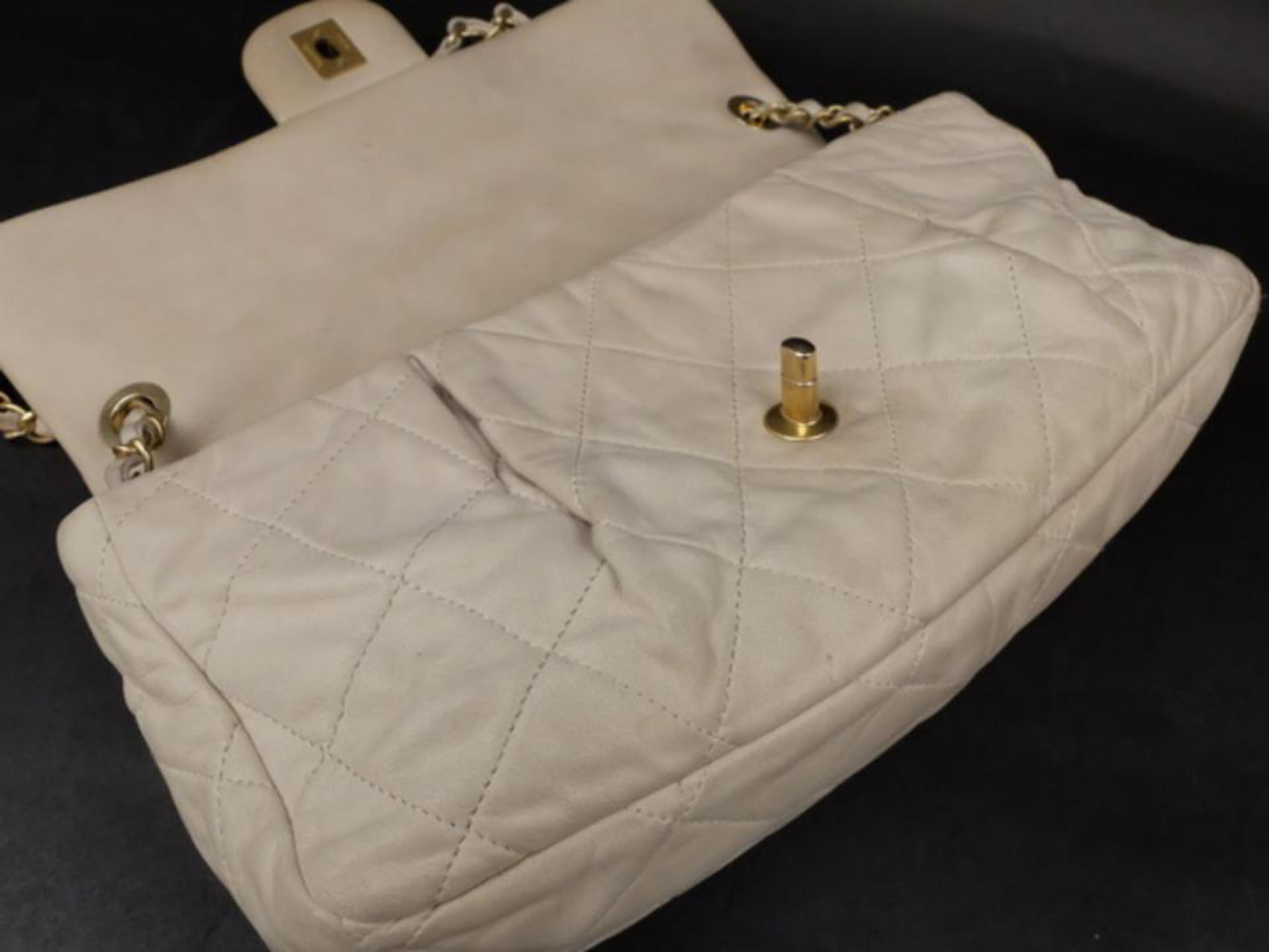Chanel Classic Light Quilted Jumbo Flap 234109 Beige Leather Shoulder Bag For Sale 1
