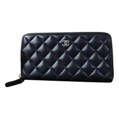 Chanel Classic Long Zipped Black Wallet 
