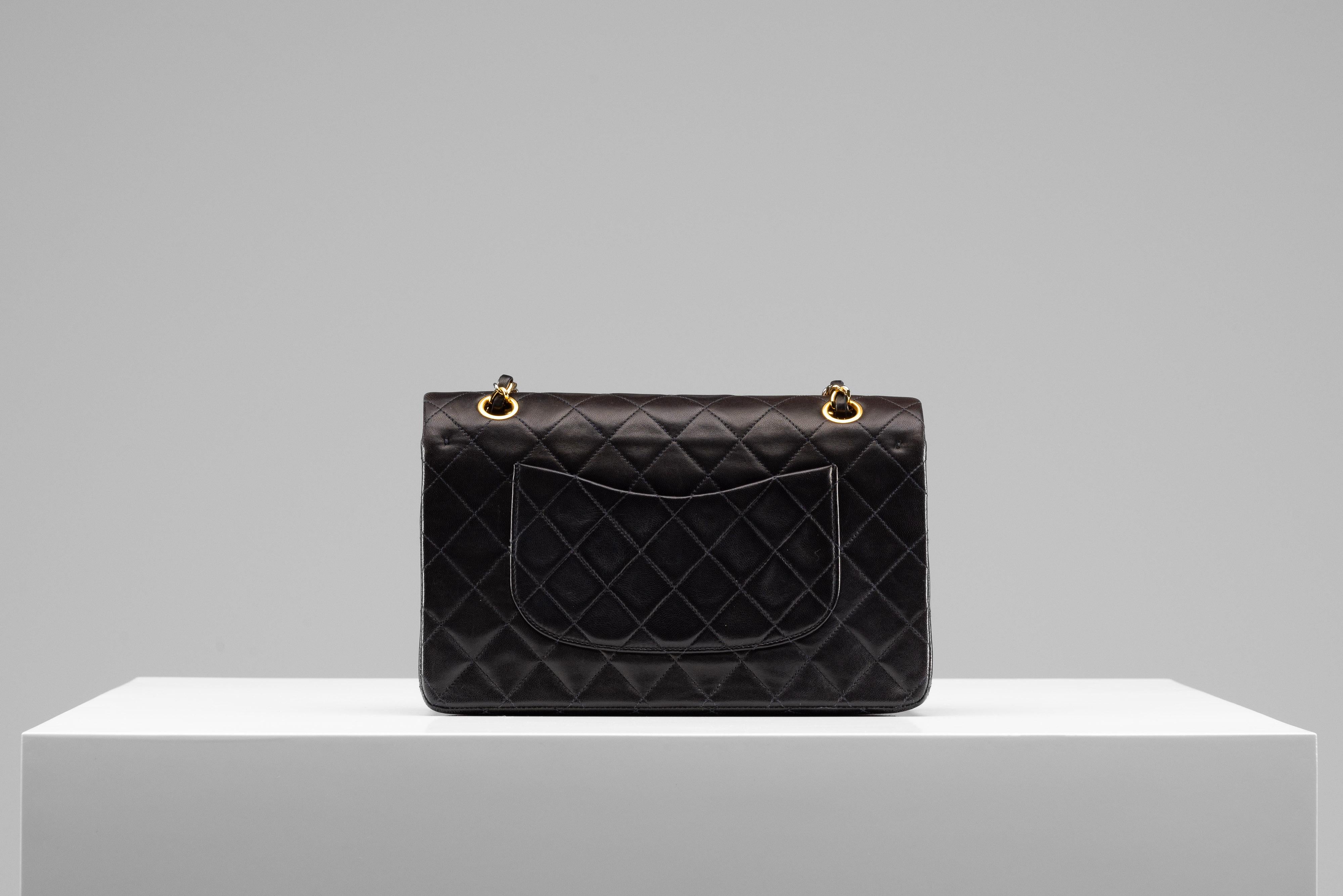 Chanel Classic Medium Black 24k Gold-Plated HW 1