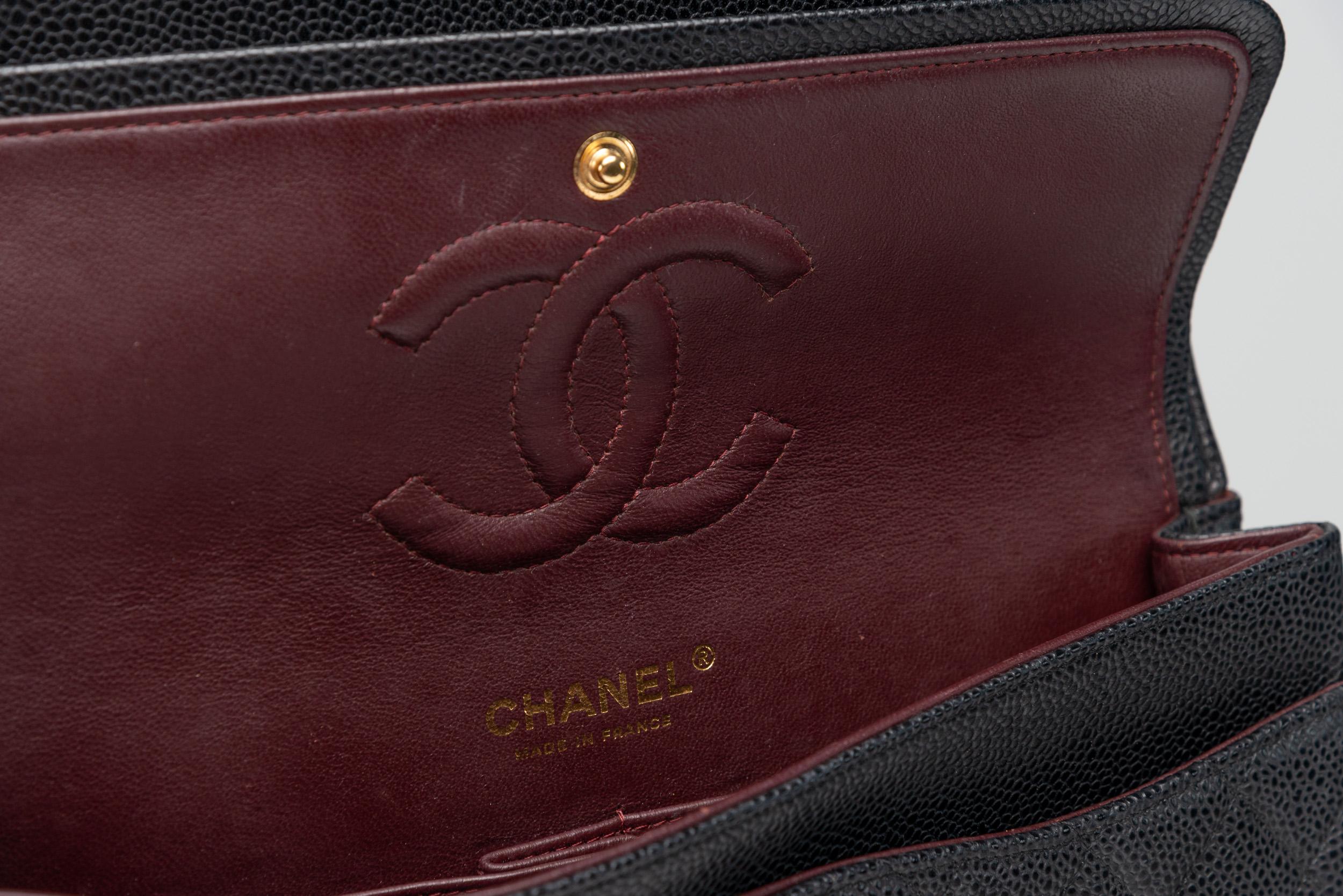 Chanel Classic Medium Flap Caviar Black Gold Hardware 7