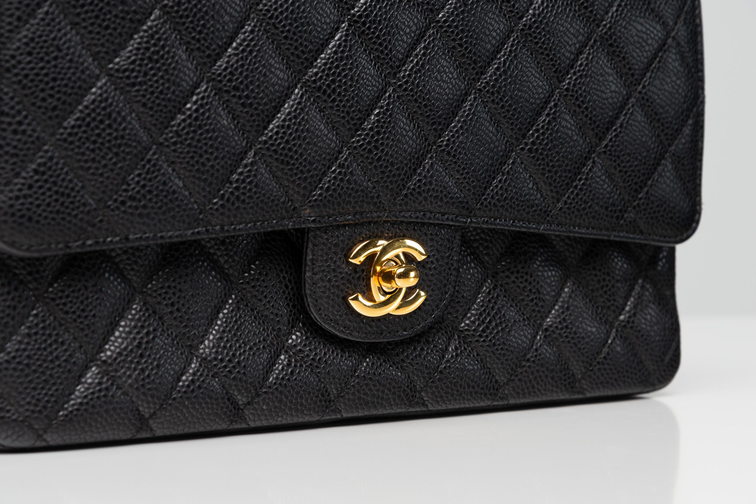 Chanel Classic Medium Flap Caviar Black Gold Hardware 1
