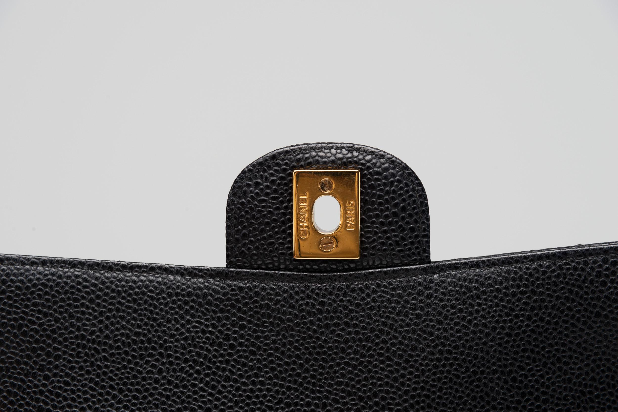 Chanel Classic Medium Flap Caviar Black Gold Hardware 4